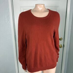 Charter Club Women's Sweater L Cashmere Pullover Crew neck L/S Orange CC27